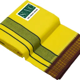 SAC SHREE APARAJEET CREATIONS Men's Yellow Colour Trendy & Traditional Embroidered Border Cotton Men's Dhoti Embroidered, Self Design, Solid Men Dhoti-image-23