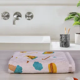 RANGOLI Kids Beige & Blue Printed Cotton 380GSM Bath Towel-image-58