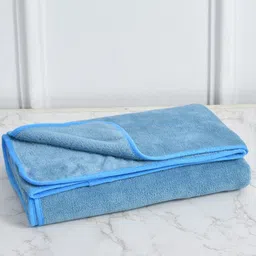 Cotton Bolls Textiles blue Microfiber 300 GSM Bath Towel-12