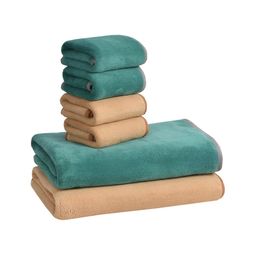 Cotton Bolls Textiles Brown & Green 6Pcs Microfiber 300 GSM Ultra Soft Towel Set-image-6