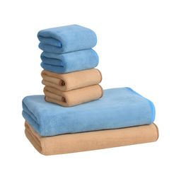 Cotton Bolls Textiles Blue & Brown 6Pcs Microfiber 300 GSM Ultra Soft Towel Set-image-46