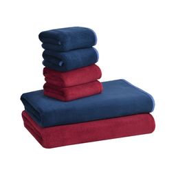 Cotton Bolls Textiles Navy Blue & Maroon 6Pcs Microfiber 300 GSM Ultra Soft Towel Set-image-87