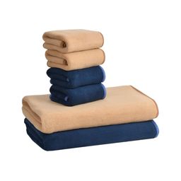 Cotton Bolls Textiles Brown & Navy Blue 6Pcs Microfiber 300 GSM Ultra Soft Towel Set-image-87
