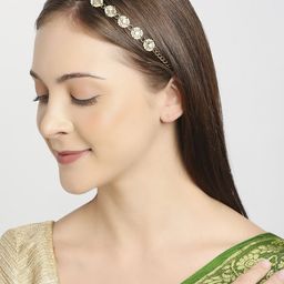 OOMPH Women Gold-Toned Pearl & Kundan-Studded Head Jewellery-image-65