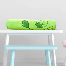 The Little LookersKids Green Printed 354 GSM Bath Towels-4