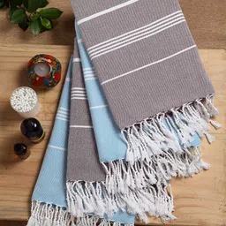 KLOTTHE Unisex Set of 4 Striped Cotton 210 GSM Bath Towels-15