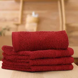 LUSH & BEYOND Maroon 4 Pieces Cotton 500 GSM Solid Face Towel Set-picture-20