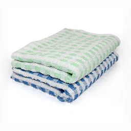 PRAKARTIK 2-Pcs Light Green & Blue Checked Pure Cotton Kitchen Towels-15