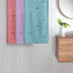 FABINALIV Kids Green & Purple 3 Pieces Geometric Printed Cotton 350 GSM Bath Towels-17