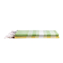 Arrabi Set Of 2 White & Yellow Striped 210 GSM Cotton Bath Towels image 5