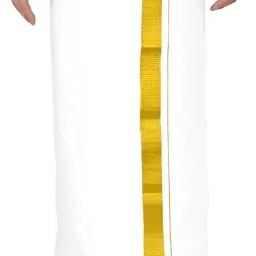 TUNI MANI 2.0meter / 2inch Big Gold Zari Single Dhoti Solid Men Dhoti-image-23