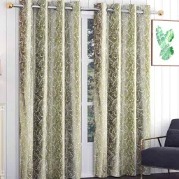 exporthub Green Polyester Floral 9Ft Blackout Eyelet Door Curtains (Pack of 2)-picture-23