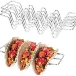 Stainless Steel Taco Shell Holder Stand Taco Tray Plates Holds 3 Taco Taco Holder Serving Set-image-56