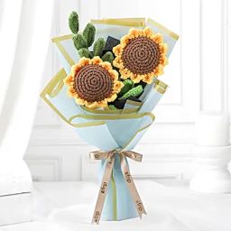 Bright Yellow Crochet Sunflower Duo-image-72
