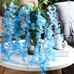 WELL ART GALLERY Blue 4 Pieces Hanging Blossom Artificial Flowers-image-46