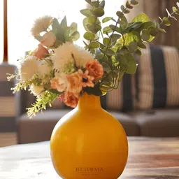 BEHOMA Yellow Metal Large Bud Shaped Flower Vase-image-95