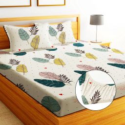 244 TC Cotton Double Printed Fitted (Elastic) Bedsheet-image-36