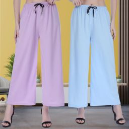 Pack of 2 Women Relaxed Multicolor Polyester Trousers-image-90
