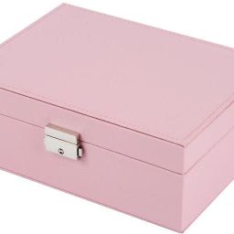 Jewelry Box Organizer for Women Girls,Large PU Leather Jewellery Storage Case Lock, 2 layer box, removabale coparment Vanity Box-image-18