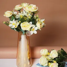BS AMOR Pack Of 2 Yellow & Green Artificial Rose Bunch-20