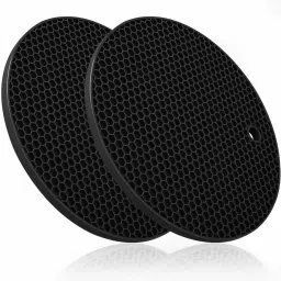 Silicone Honey Comb Mat Black Pack of 2 Matt Trivet-33