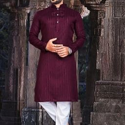 Men Cotton Blend Kurta Pyjama Set-image-49