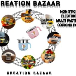 creation bazaar Multiperpse Non Stick Rice Electric Cooker Frying Boiling Cooking Rice Cooker, Travel Cooker, Egg Boiler, Egg Cooker image 5