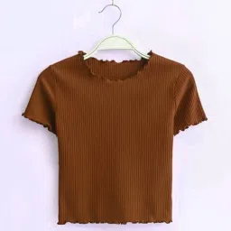 Casual Regular Sleeves Self Design Women Brown Top-image-88
