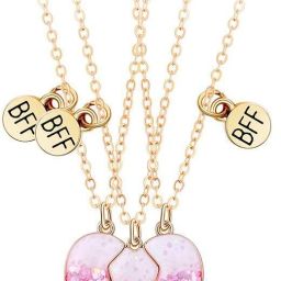 3 PCs BFF Best Friend Heart Magnetic Pink Pendant Necklaces Set Girls Friendship Alloy-image-65