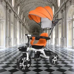 Cute Tricycle with Soft Seat,Front-Back Basket,Parental Push Handle,Bell Pranetal Handle Canopy Tricycle for Babys with New Colours Tricycle-image-8