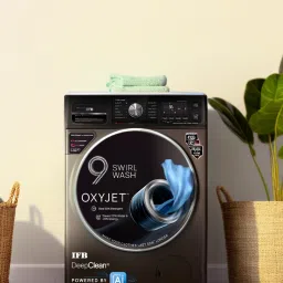 ifb 10 kg with Steam 5 Star AI Powered Eco Inverter with Wi-Fi EnabledOxyjet 9 Swirl Wash, Fully Automatic Front Load with In-built Heater Brown image 3