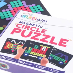 firstcry intelliskills 400 Pcs Colourful Magnetic Circle Puzzle for Kids|200+ Patterns Magnetic Shapes image 2