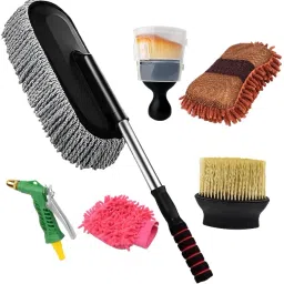 2 type of soft brush, Microfiber dusters, Spray gun, Microfiber glove Combo-image-10