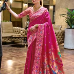 Woven Paithani Cotton Silk Saree-image-1