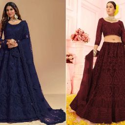 Embroidered, Embellished Semi Stitched Lehenga Choli-image-4