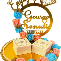 Ring Platter Personalized Couple Name & Date Engagement Ceremony Ring Platter Wood Decorative Platter-picture-13