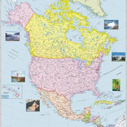 North America Political Map Paper Print-image-12
