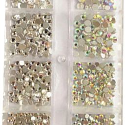 12 Grid Nail Accessories Box, Nail Art Rhinestone Crystal Diamonds (05)-24