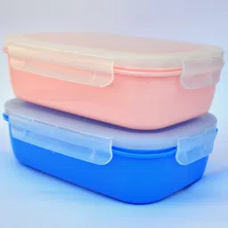 Plain Plastic Lunch Box (500ml size) or Freezer storage (set of 2) 2 Containers Lunch Box image 2