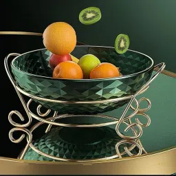Fruit Bowl with Iron Stand Trays Serving Platter - Perfect for Cake,Fruit Basket Plastic Fruit & Vegetable Basket-image-34