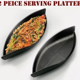 Pack of 2 Exclusive Multi-Purpose Serving Platter for All Type of Snacks Like Noodles, Chilly Potato, Dhokla, Cookies, Pastries, Cutlet, Chaap, Paneer Tikka, Tandoori Items and as Your Wish. Sizzler Tray-1