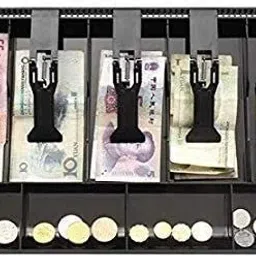 Cashier Cash Drawer 5 Bills 4 Coins ABS Storage Box (9 Compartments) Cash Box-15