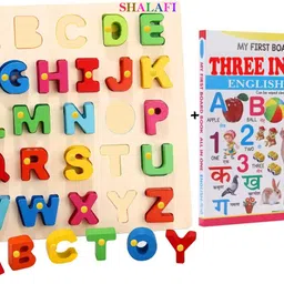 Capital Alphabets Letters Learning Educational Puzzle Toy Board for Kids+Book-image-8