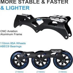 viel spiel 3 Wheel Adjustable with 100 MM PU In-line Skates In-line Skates - Size 6-9 UK image 5
