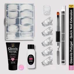 PolyGel Nail Art Quick Building 30ml Pack - Quick Nail Extension Gel Dark Pink (Combo Kit)-32