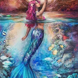 DIY 5D Full Drill Diamond Painting, Rhinestone Pasted Cross Stitch Blue Owl Pattern for Home Wall Decoration (Mermaid)-image-35
