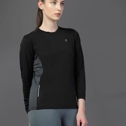 hrx by hrithik roshan Women Solid Round Neck Polyester Black T-Shirt-picture-12
