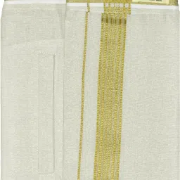 TUNI MANI Tissue Velcro Fancy Zari Border Single Solid Men Dhoti-14