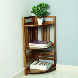 Sheesham Wood Corner Shelf for Living Room/ Bed Room Solid Wood Open Book Shelf-image-63