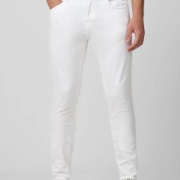 Men Skinny Mid Rise White Jeans-image-1